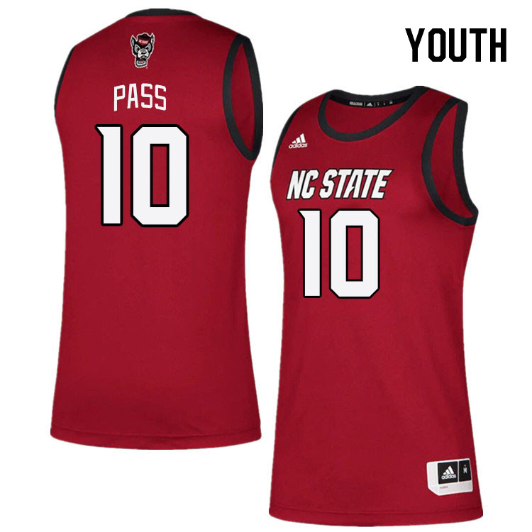 Youth #10 Breon Pass NC State Wolfpack College Basketball Jerseys Stitched Sale-Red